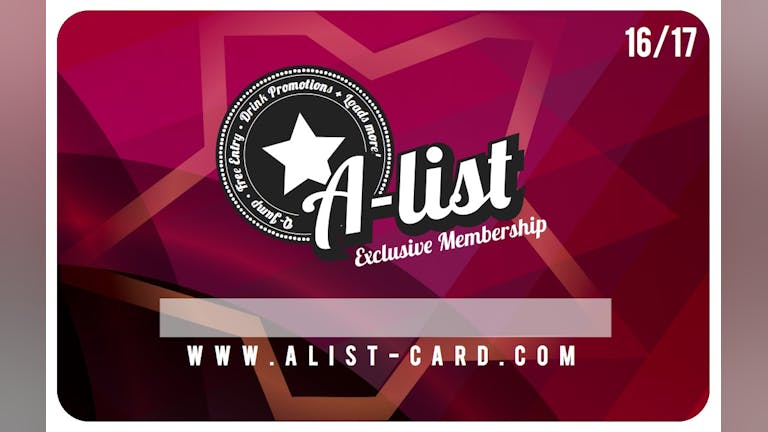 To buy A-List Card 16/17 - 20 a day available on walk up to our office. Cannot Purchase Online! A-Lis/SOS Building 202 Old Christchurch Road - Opposite Revolution Bar!