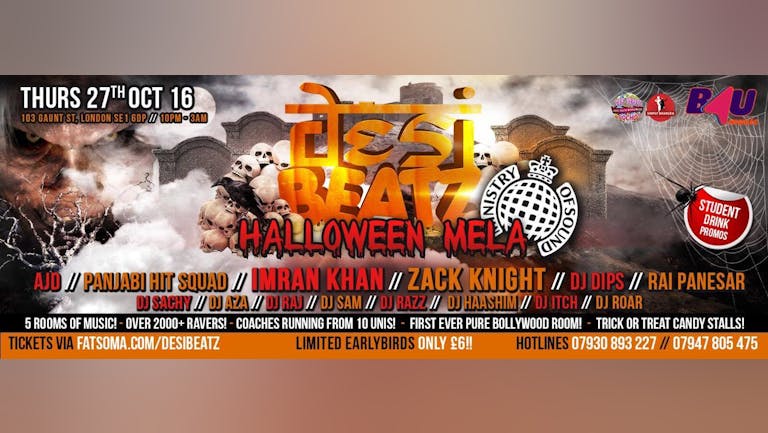 Kingston & Roehampton Uni go to Desi Beatz - Halloween Mela! - Ministry of Sound - 27.10.16