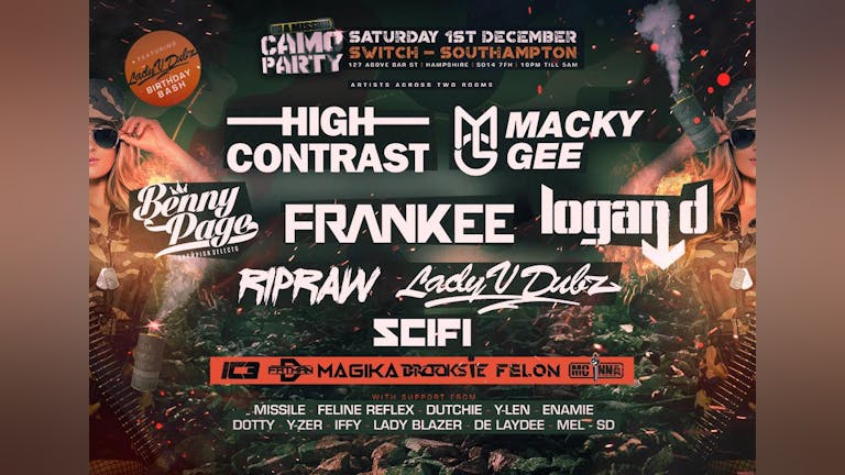 On A Mission • Camo Party / High Contrast, Mackey Gee + More • Saturday 1st December