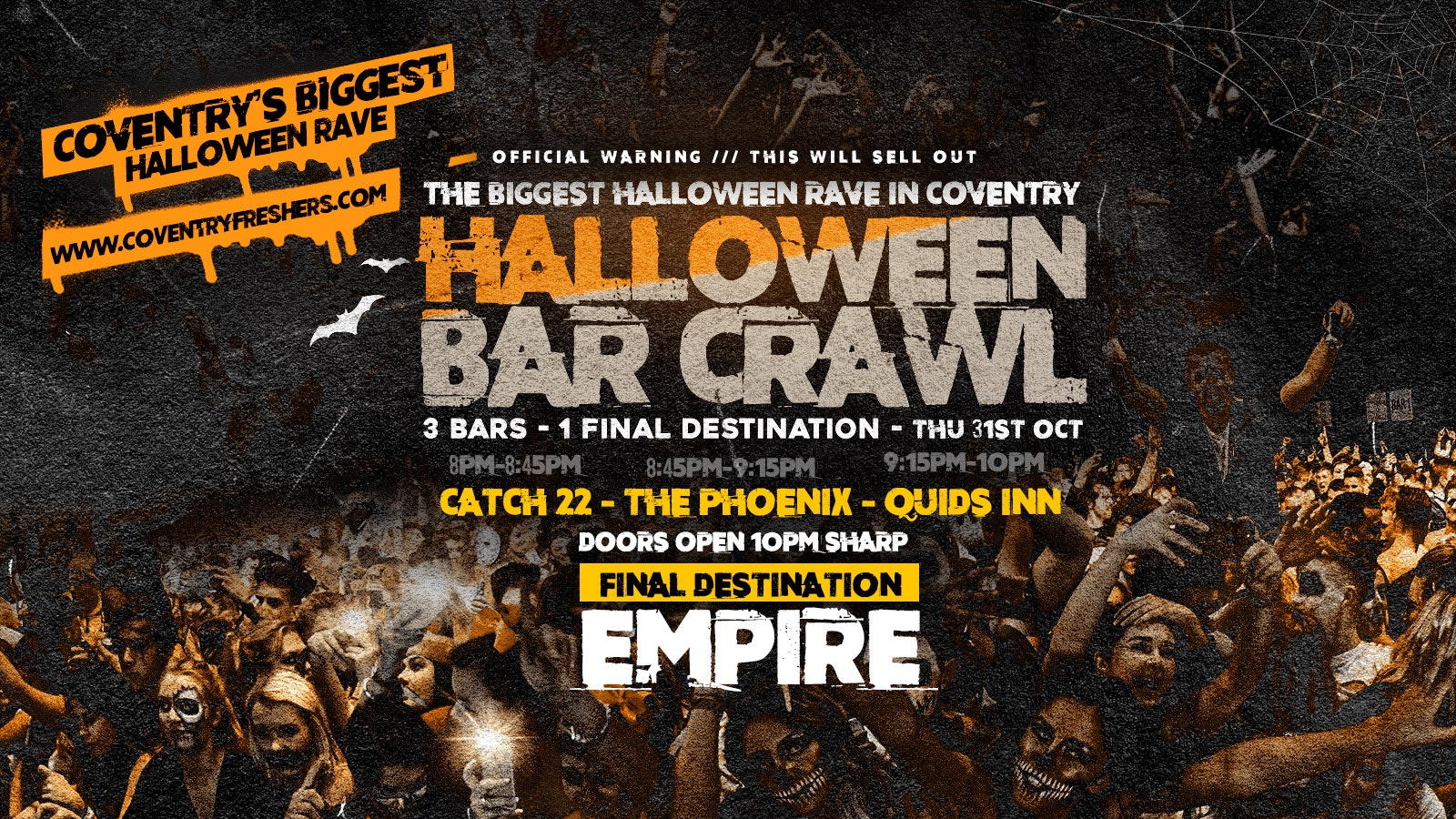 Final 50 Advanced Tickets – The Halloween Bar Crawl // Coventry Halloween 2019