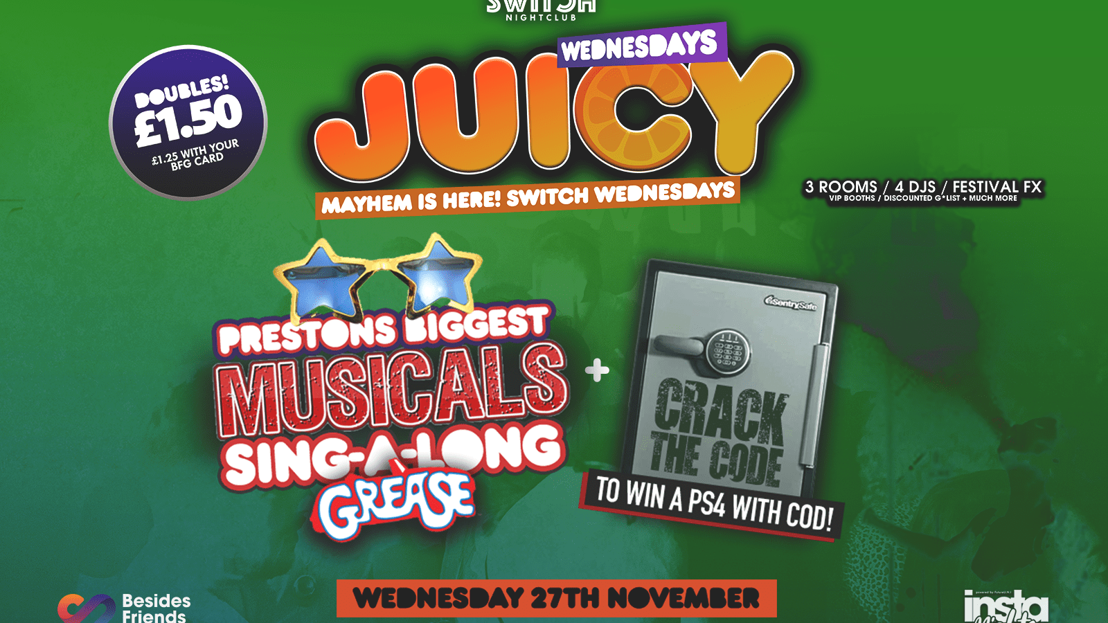 Juicy Wednesdays Presents Musical Sing-A-Long Grease + Crack The Code