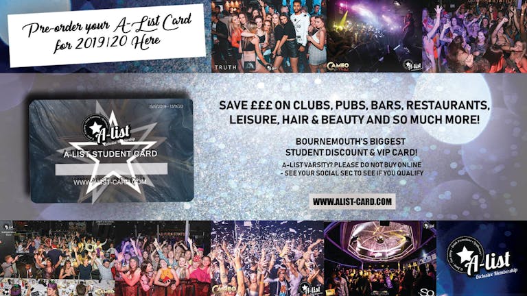 A-List Card 19/20 Official Pre Order Tickets - To Redeem In September For An A-List Card