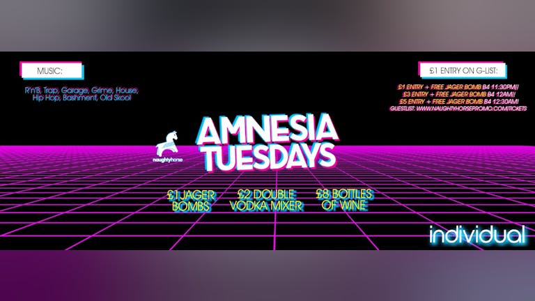 AMNESIA TUESDAYS: EASTER SESSIONS part 1 at Indi (Arcadian) - £1 Entry + FREE JAGERBOMB guestlist!