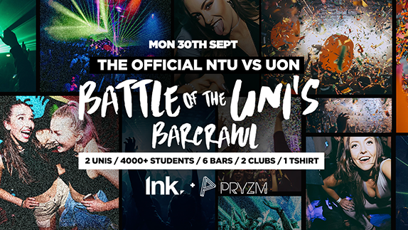 Official Battle of the Unis Barcrawl NTU vs UON ⚠️ [TICKET WARNING] ⚠️