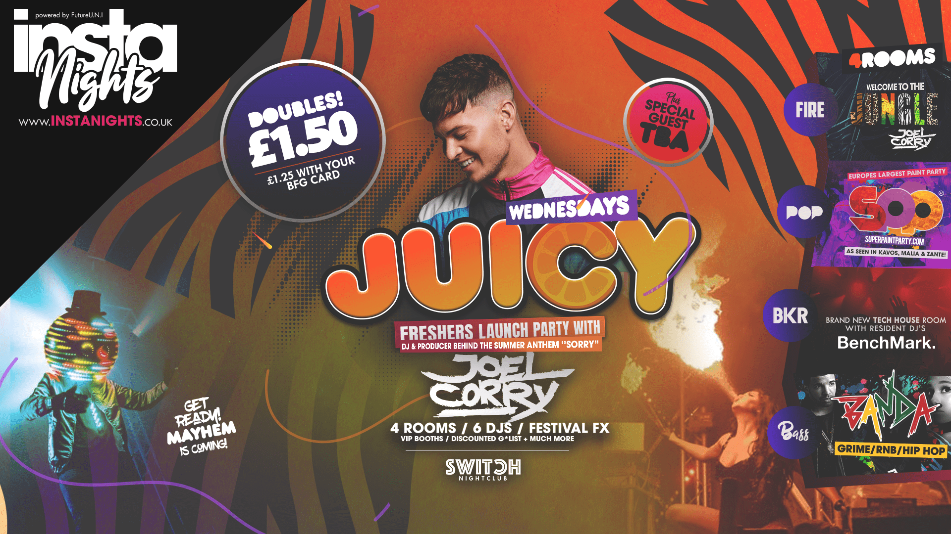 Juicy Wednesdays Ft Joel Corry, Ultrabeat, Zoo Project & Super Paint Party – 18th Sep