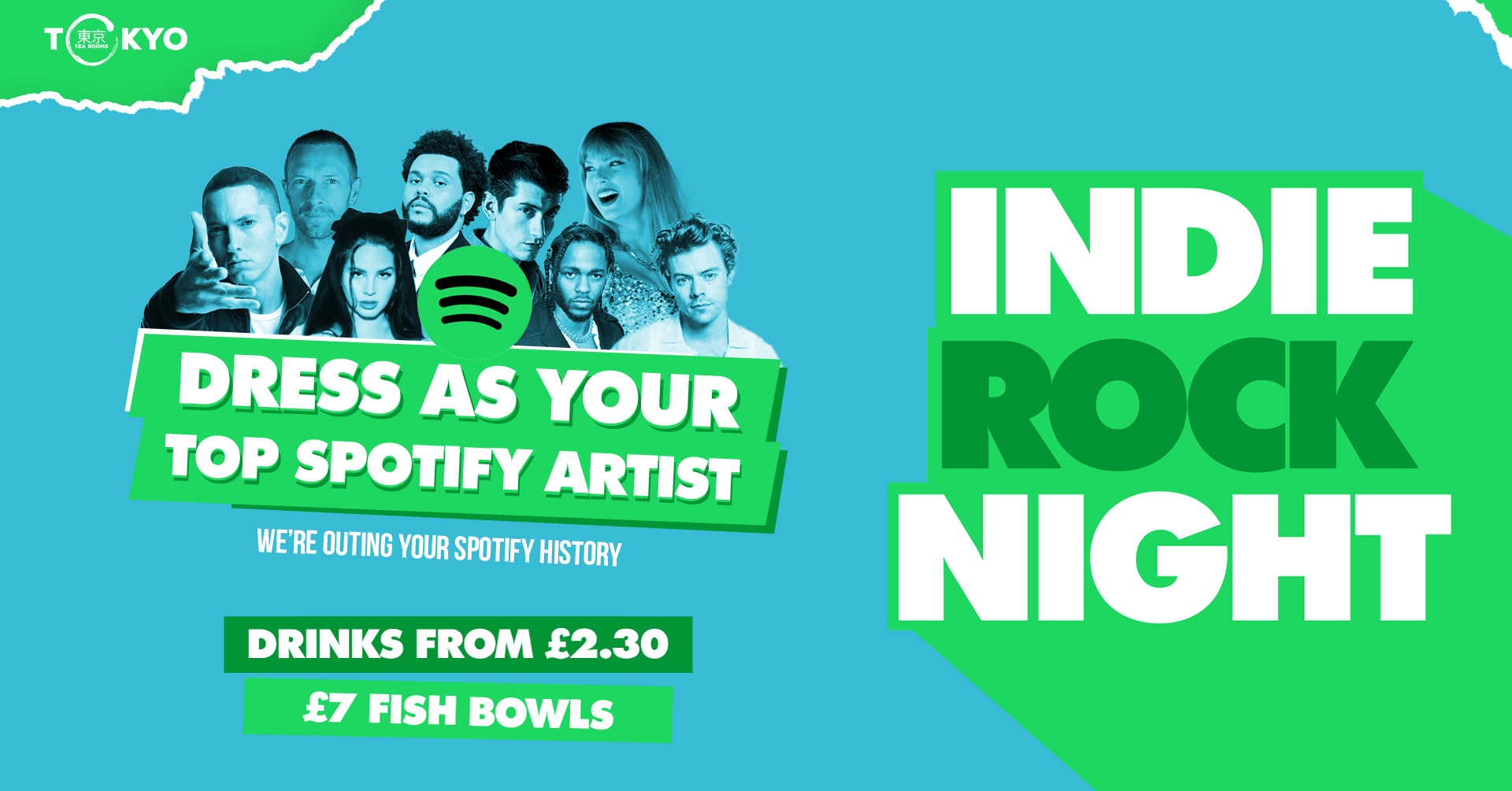 Indie Rock Night ∙ DRESS AS YOUR TOP SPOTIFY ARTIST *LAST 12 ONLINE TICKETS*