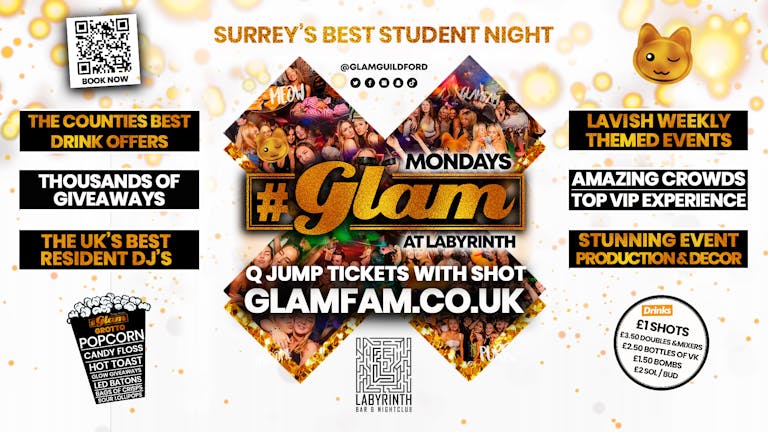 Glam - Surrey's Best Student Events! Mondays at Labs 😻
