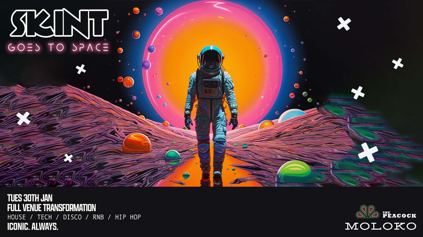 SKINT GOES TO SPACE – £2 DOUBLES b4 12.30