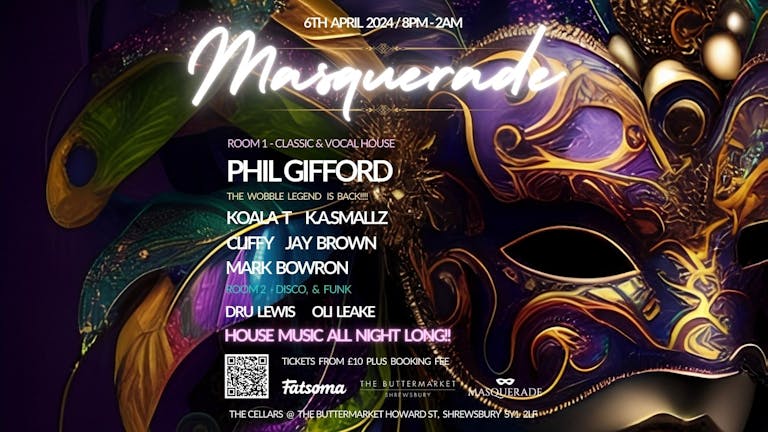 Masquerade Presents Phil Gifford & Guests @ The Buttermarket Shrewsbury