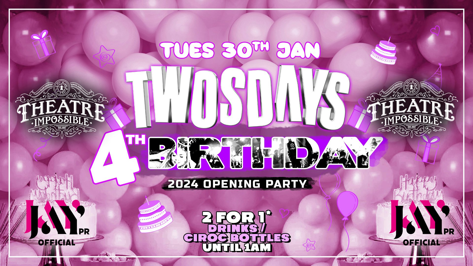 TWOSDAYS 2024 OPENING 🎂 IMPOSSIBLE CLUB ⭐️ 2-4-1 Drinks 🥂  Manchester’s Biggest Tuesday 🔥