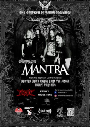 MANTRA (COSTA RICA), BANGOVER, & DEATH ASSAULT @ THE GRYPHON