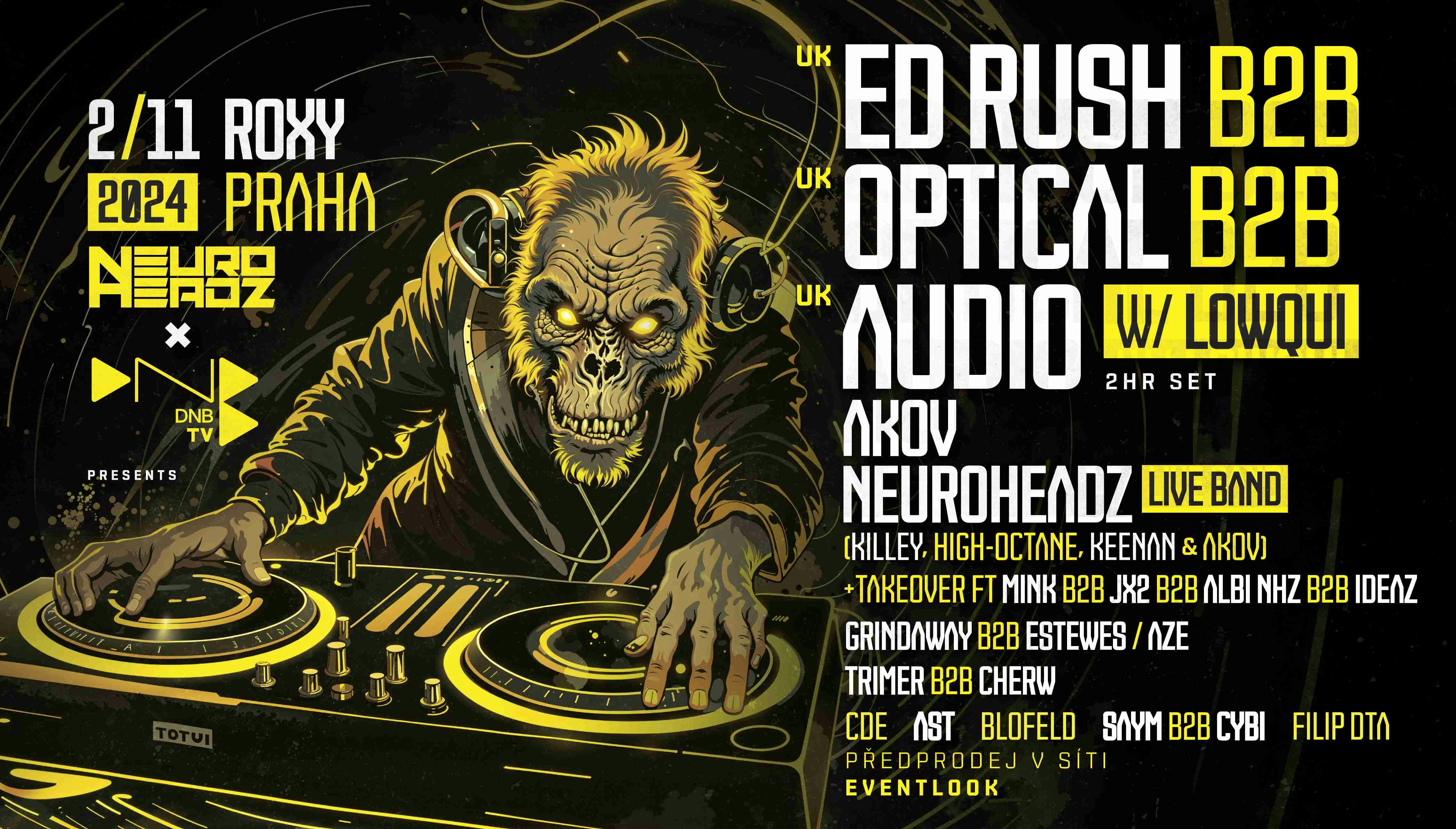 Neuroheadz x DNBTV: Ed Rush b2b Optical b2b Audio @ Roxy Prague
