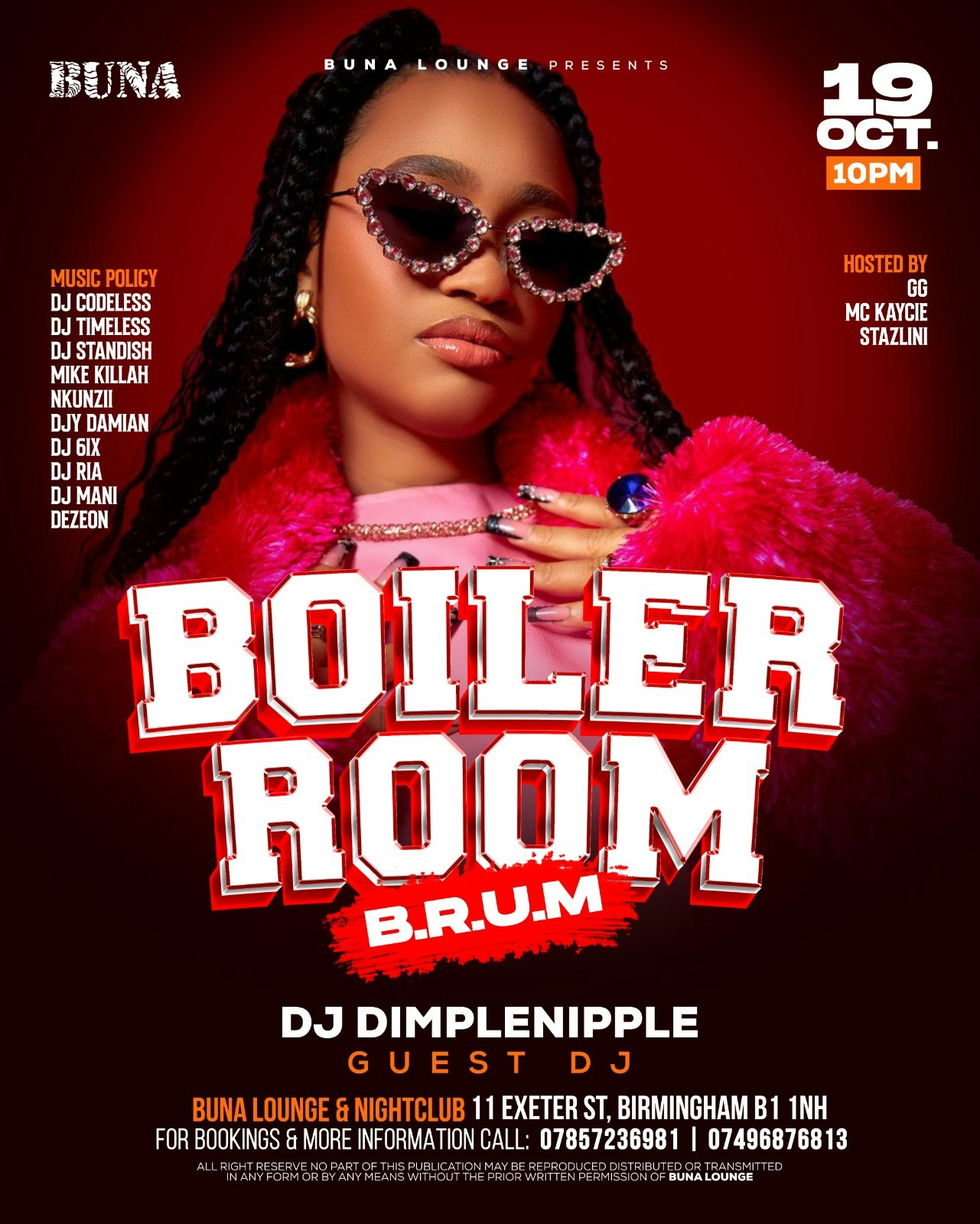BOILER ROOM SATURDAY @ BUNA with DJ Dimplenipple + Guest DJ