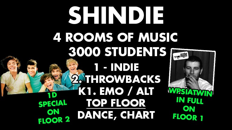 Shit Indie Disco – Shindie – Spooky Season – Pre Halloween Zombie Party – PLUS 1 DIRECTION SPECIAL IN FLOOR 2!!! 🚨  FOUR ROOMS – Dance, Pop Chart / Indie / Throwbacks, Cheese / Emo  🚨 £3.50 VODKA DBLS ALL NIGHT 🚨