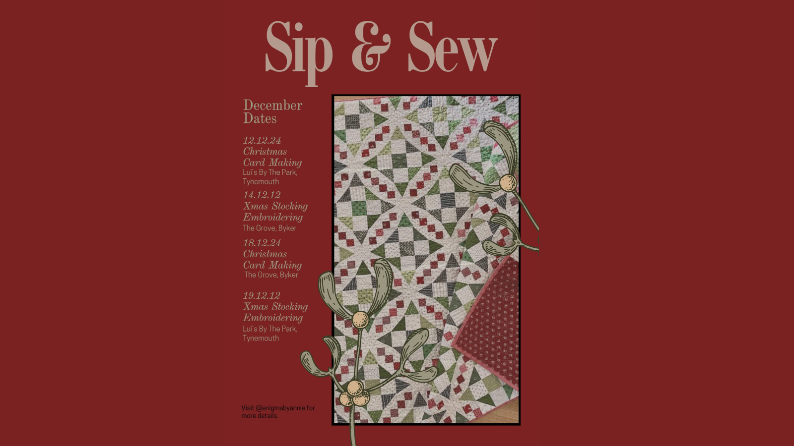 Sip & Sew – Christmas Stocking Workshop