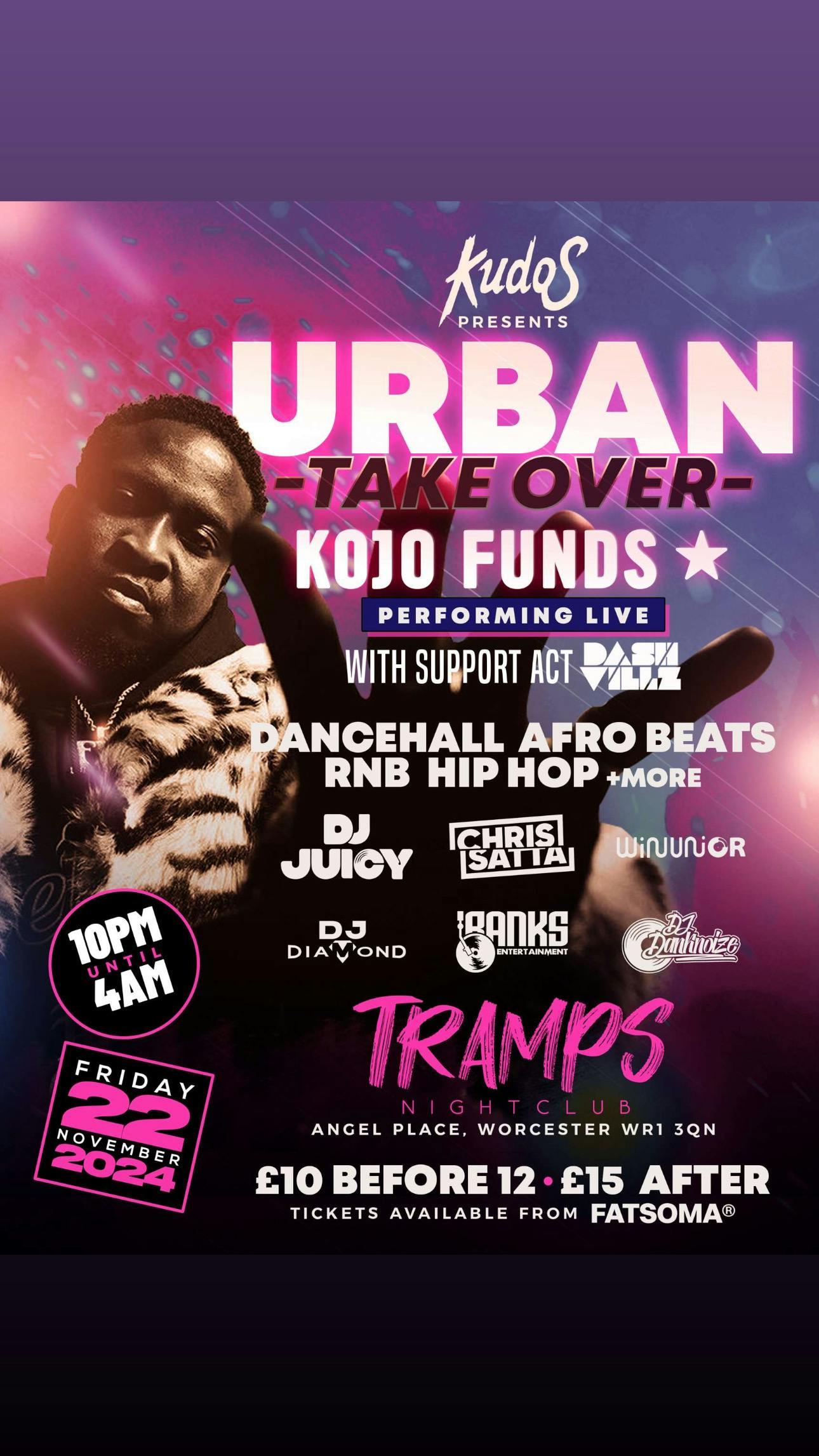 Kudos Presents Urban Takeover at Tramps Nightclub, Worcester on 22nd Nov |  Fatsoma