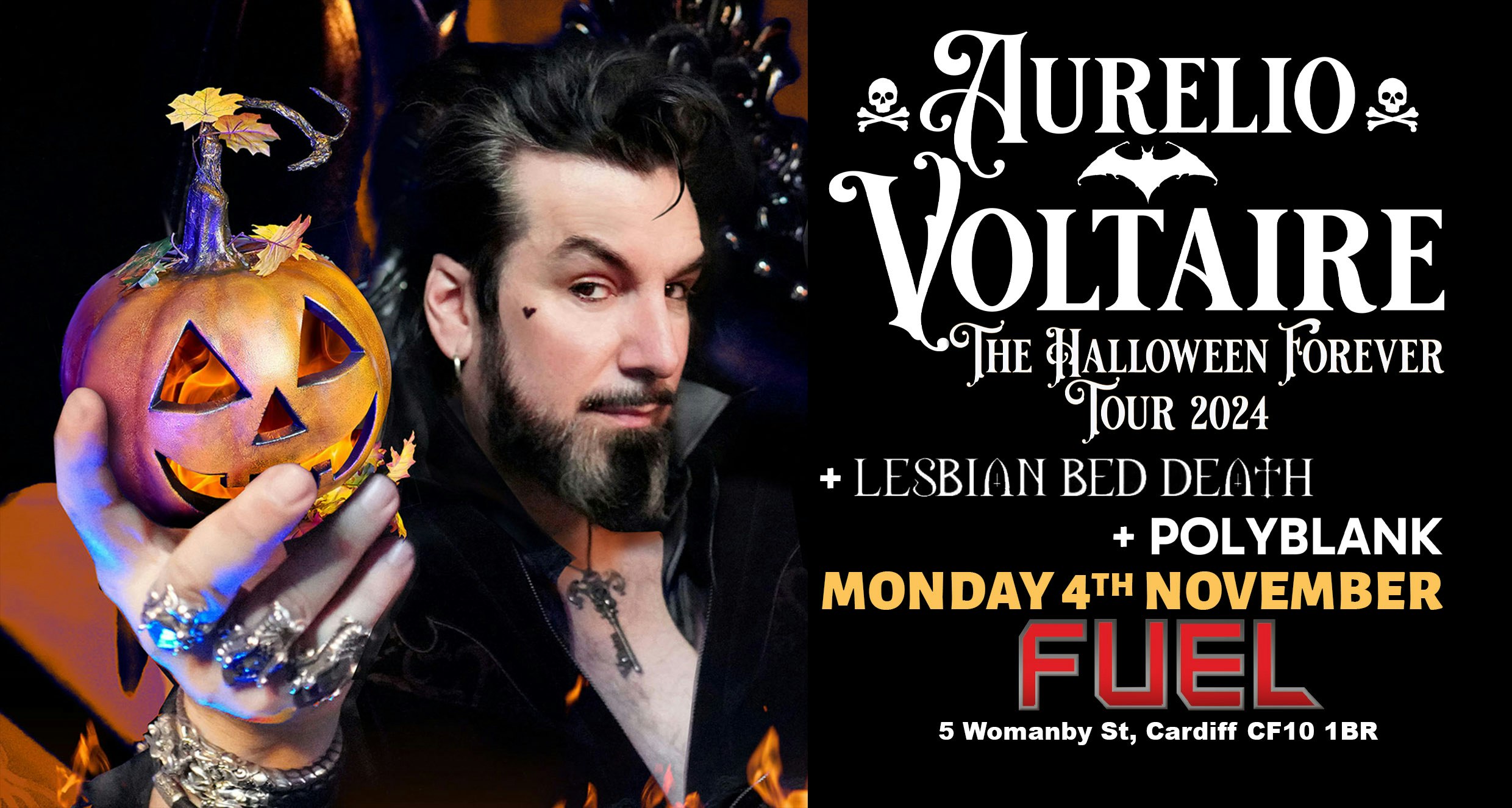 AURELIO VOLTAIRE – The Halloween Forever UK Tour 2024 + Lesbian Bed Death & Polyblank