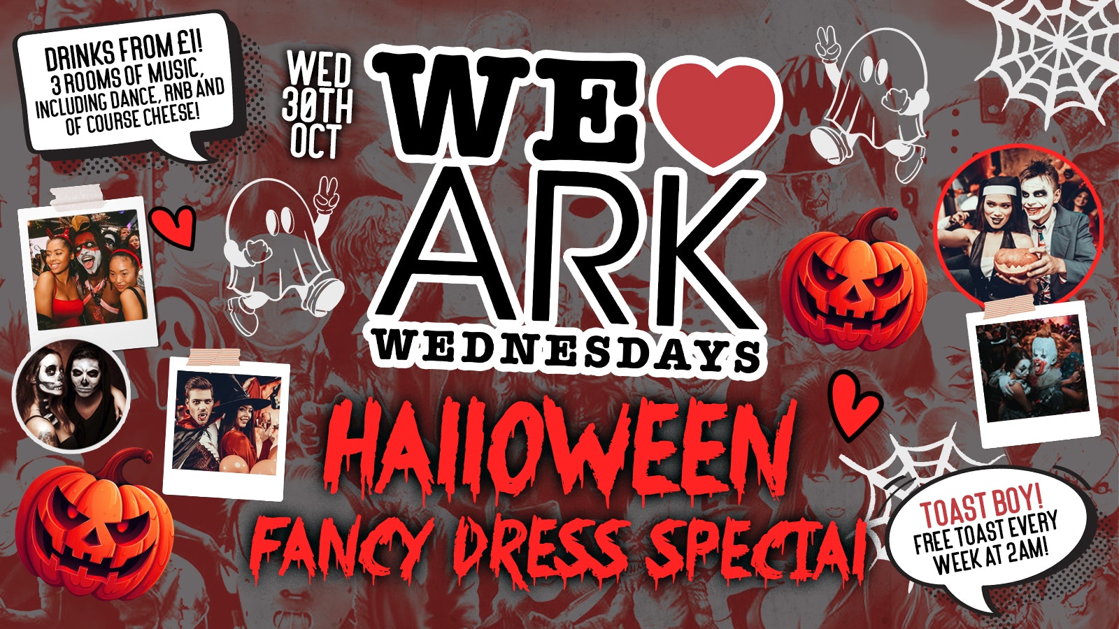 WE ❤️ WEDNESDAYS : HALLOWEEN FEST – 11PM OPENING 🎃🧟‍♂️ – £2.50 DOUBLES before midnight! ❣️