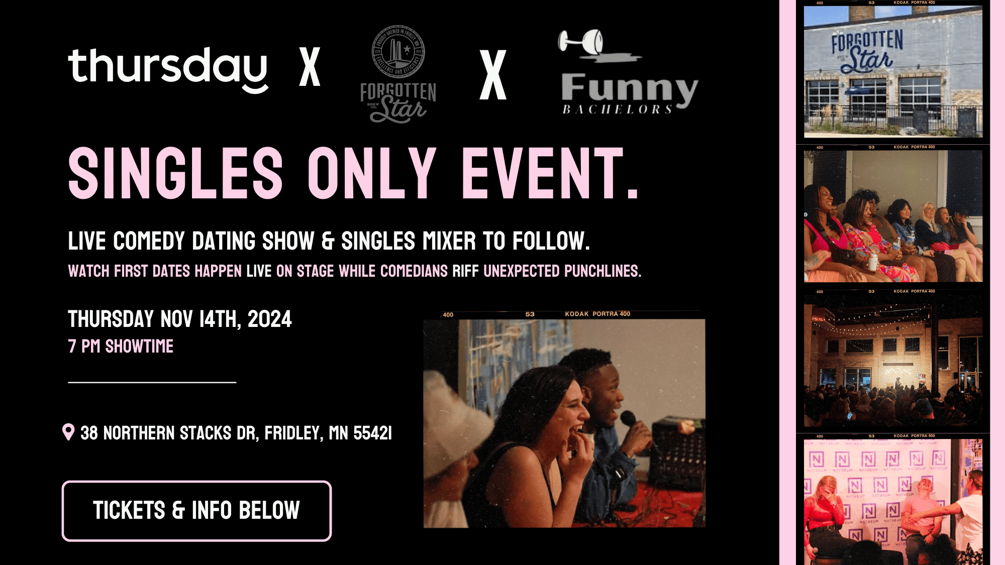 Thursday |  LIVE Comedy Dating Show & Singles Mixer Event @ Forgotten Star Brewery | Fridley/Minneapolis