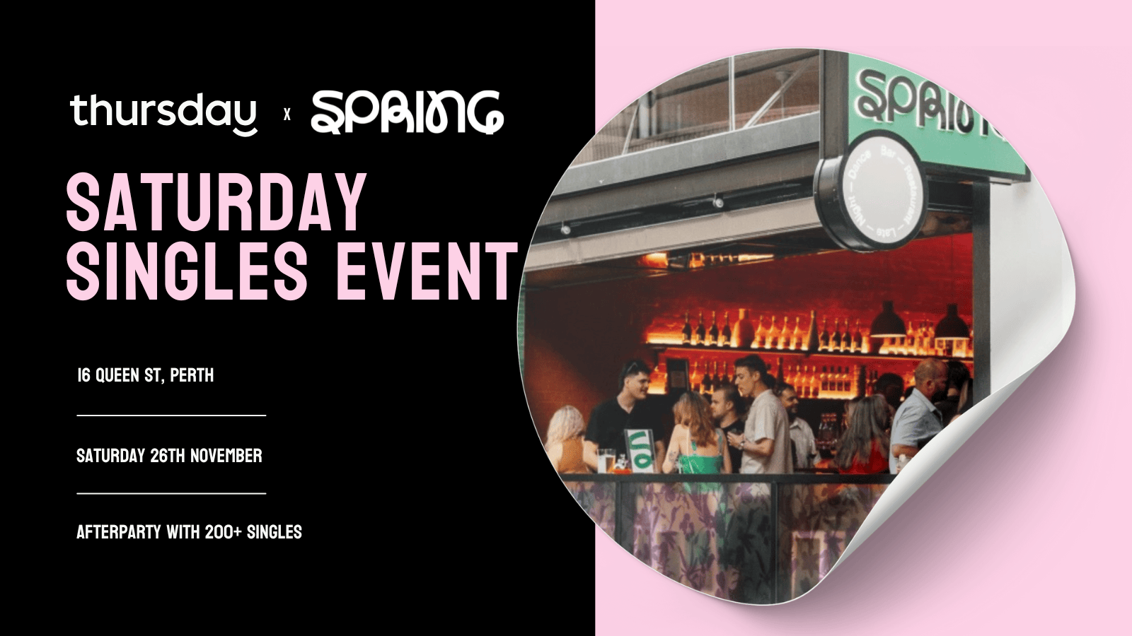 Saturday | Spring Singles Afterparty | Perth