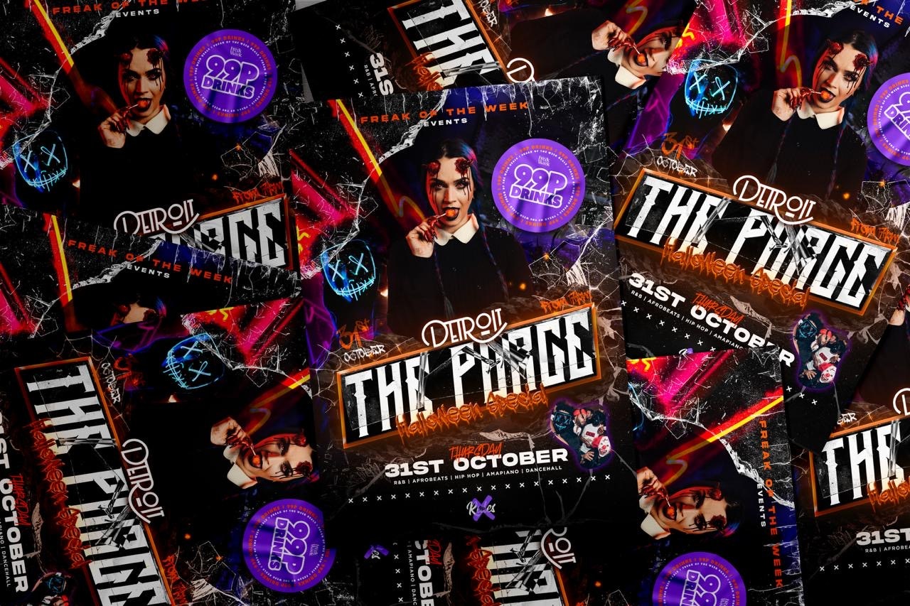 Freak of the Week –  The Purge 👻| 2 Rooms, 4 DJs | – 99p DRINKS – Detroit –