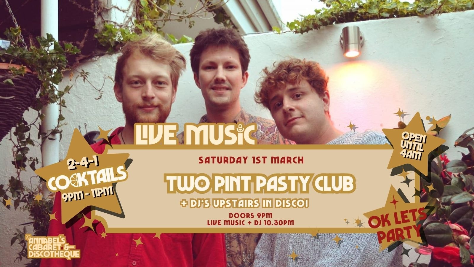 Live Music: TWO PINT PASTY CLUB// Annabel’s Cabaret & Discotheque