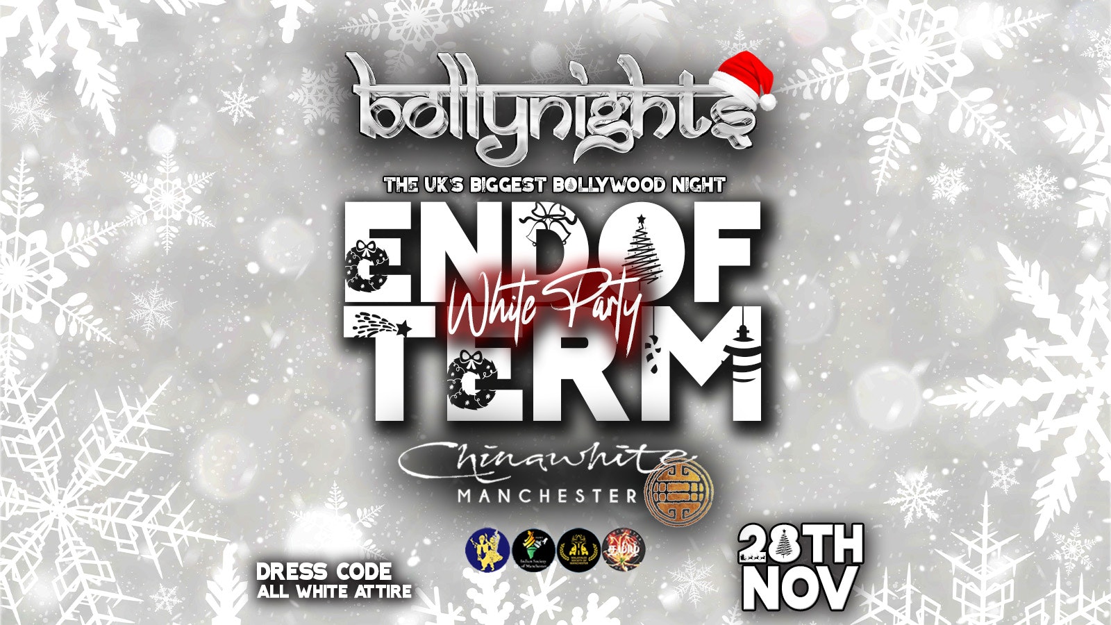 Bollynights Manchester – End of Term White Party | Thursday 28th November at Chinawhite MCR