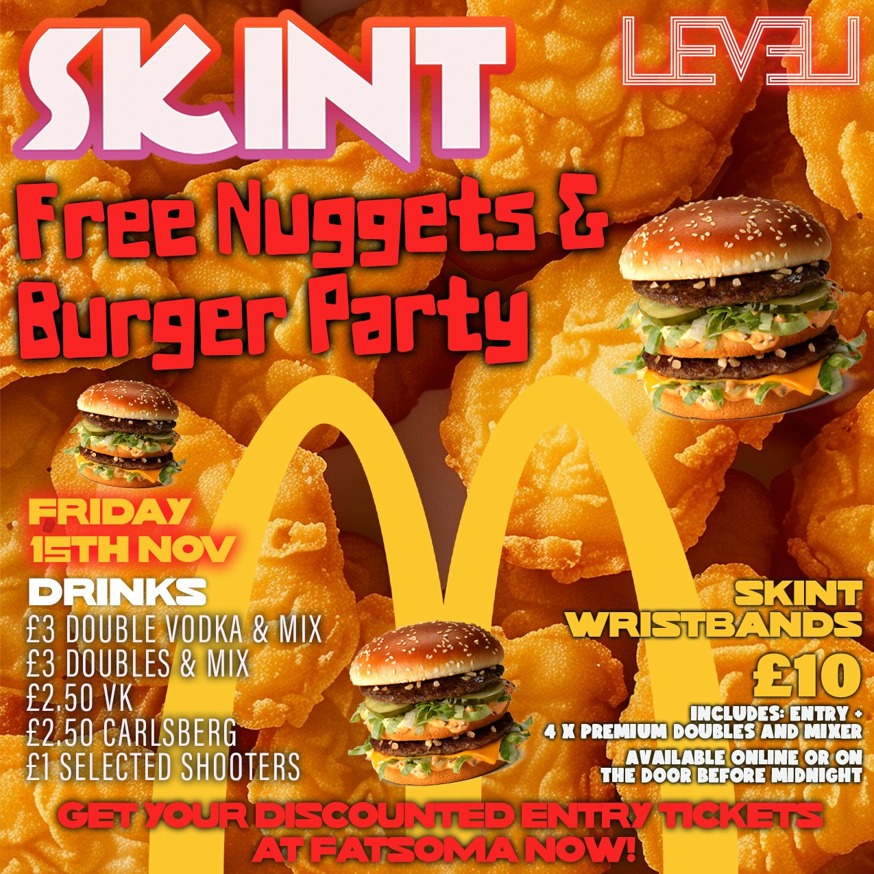 SKINT Friday – Free Mcdonalds Giveaway @ Level Nightclub Bolton
