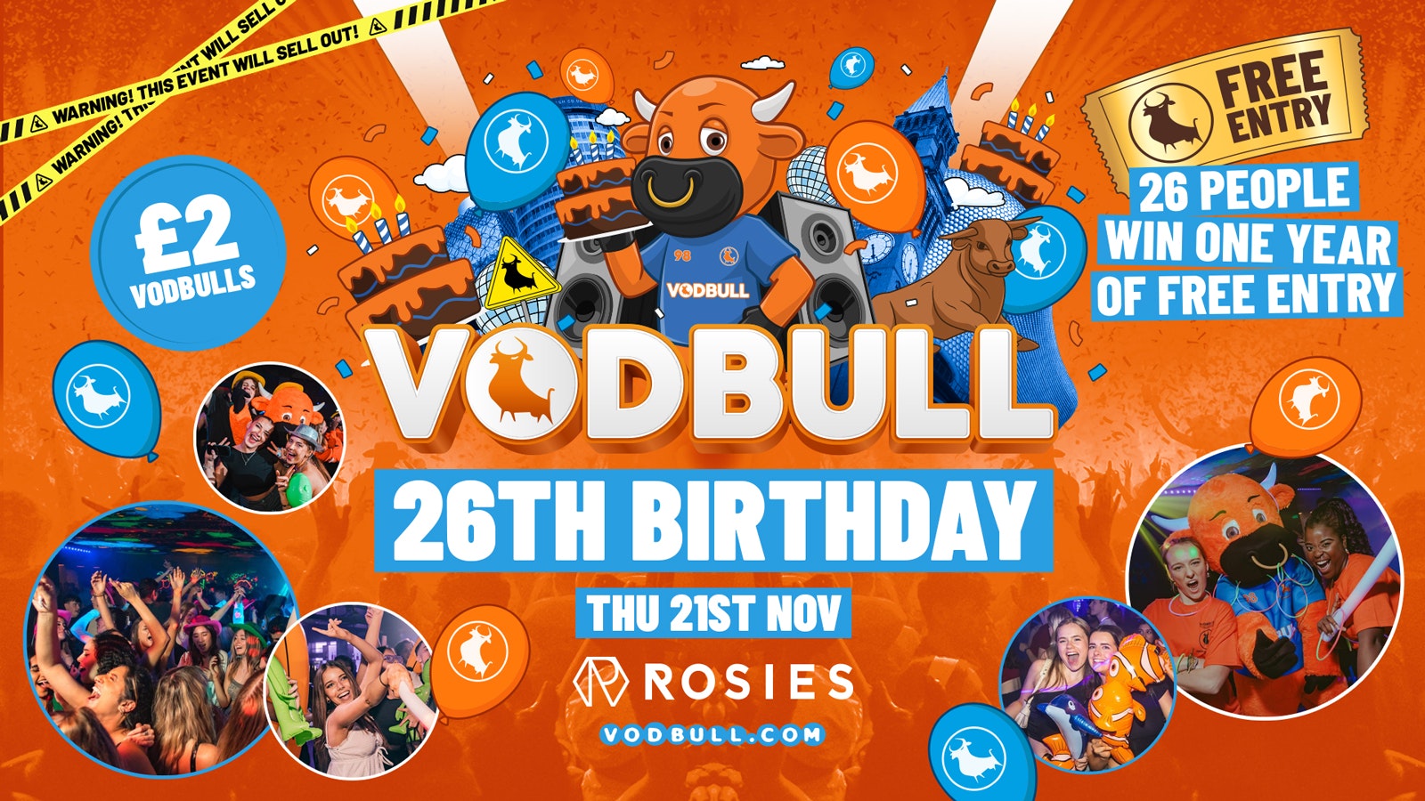 🧡 VODBULL BIRTHDAY at ROSIES!! 21/11