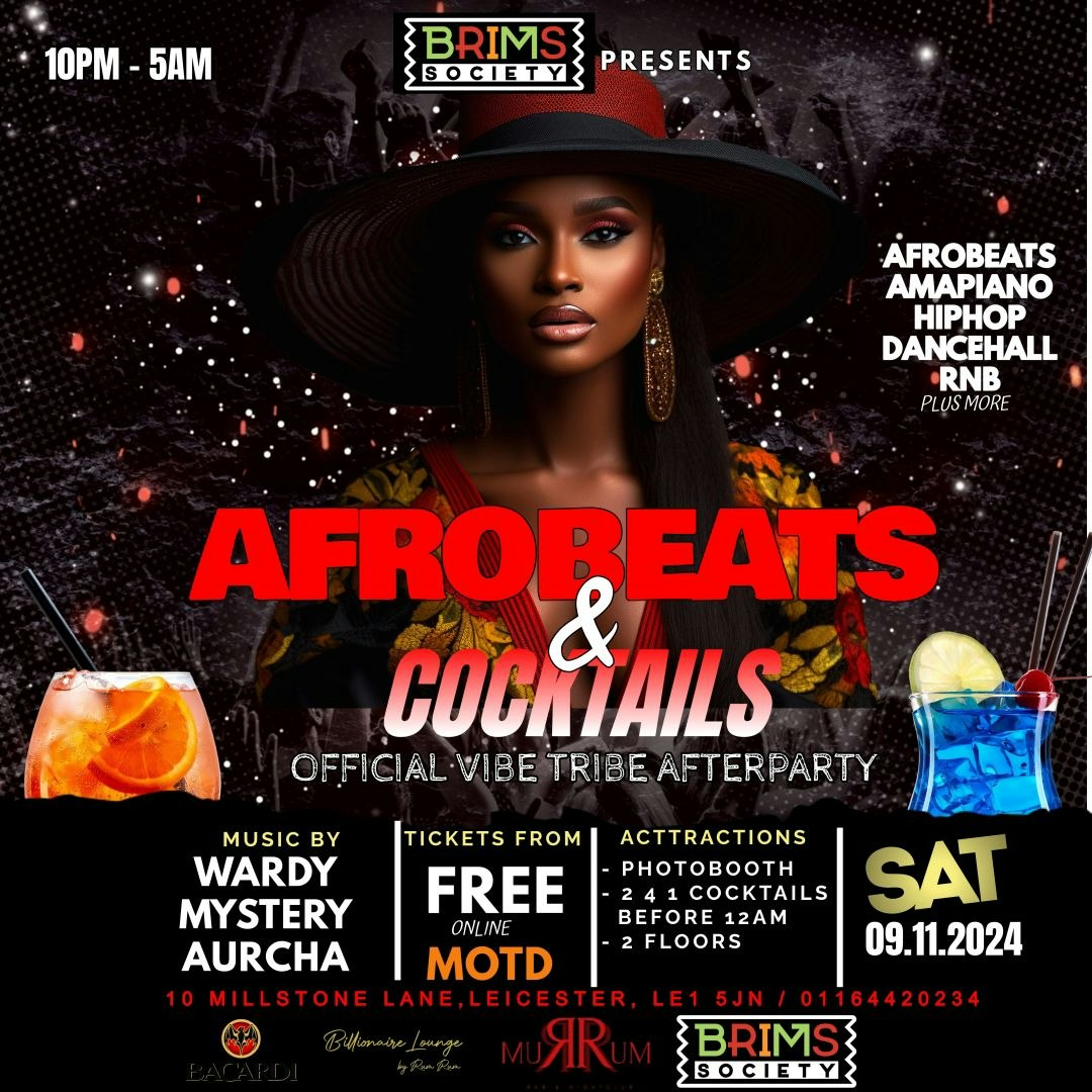 Afrobeats & Cocktails Leicester 9/11/2024 – Ladies Free Entry and 2-4-1 Cocktails