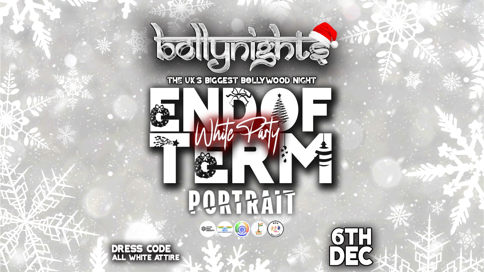 Bollynights Birmingham – End Of Term White Party | Friday 6th December | Portrait