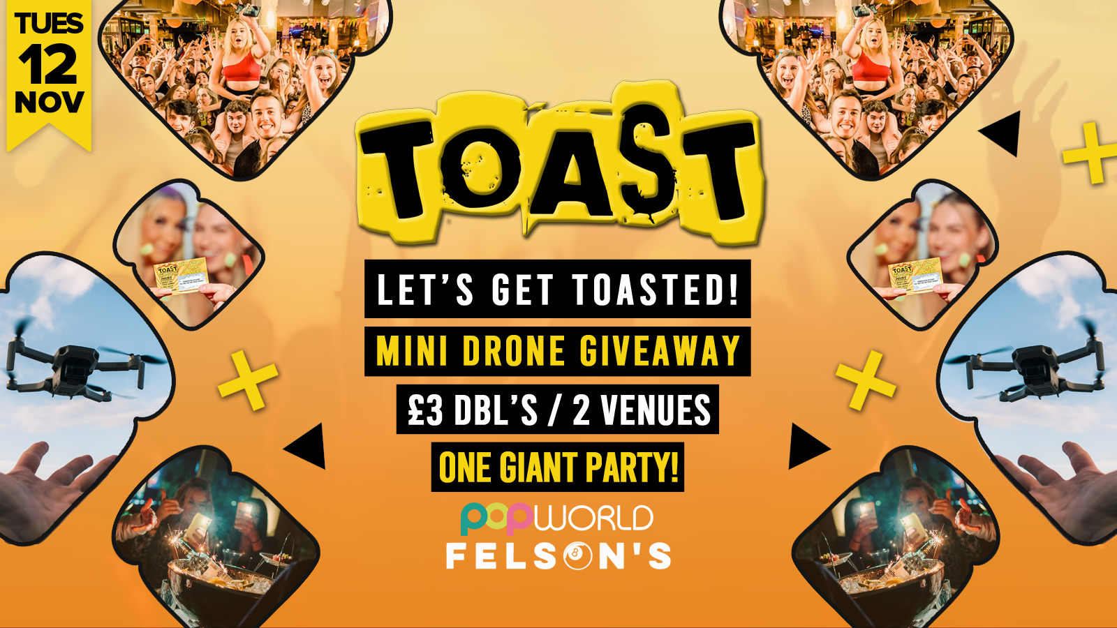 Toast • Spin To Win BIG Prizes • Popworld & Felsons