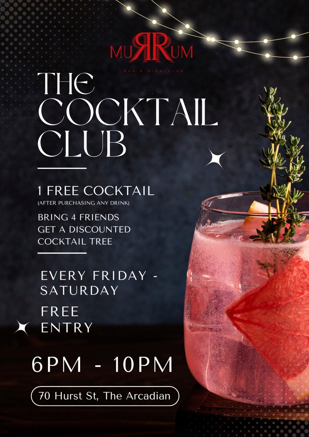 The Cocktail Club🍸 – Exclusive Evenings at RumRum Birmingham (FREE COCKTAIL W ANY COCKTAIL)