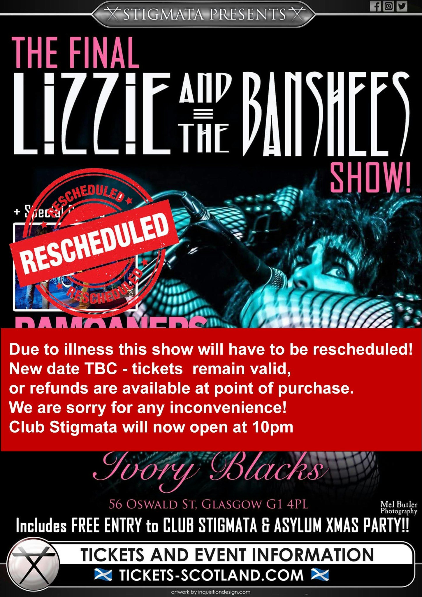 LIZZIE & THE BANSHEES  – RESCHEDULING THE FINAL SHOW! DATE TBC