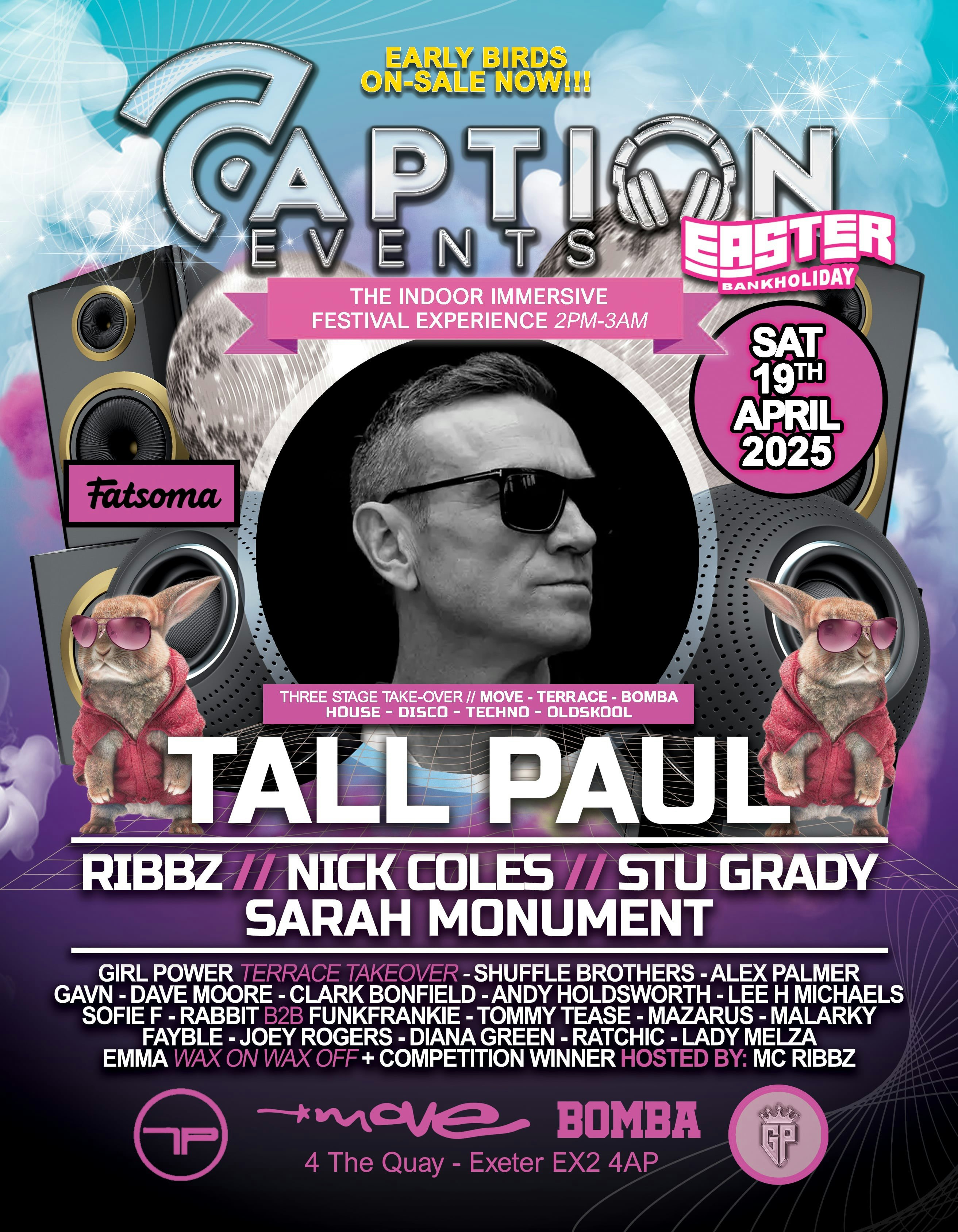 Caption Events – Tall Paul, Sarah Monument, Ribbz MC/DJ, Nick Coles Live + More, All day festival (Easter Saturday)