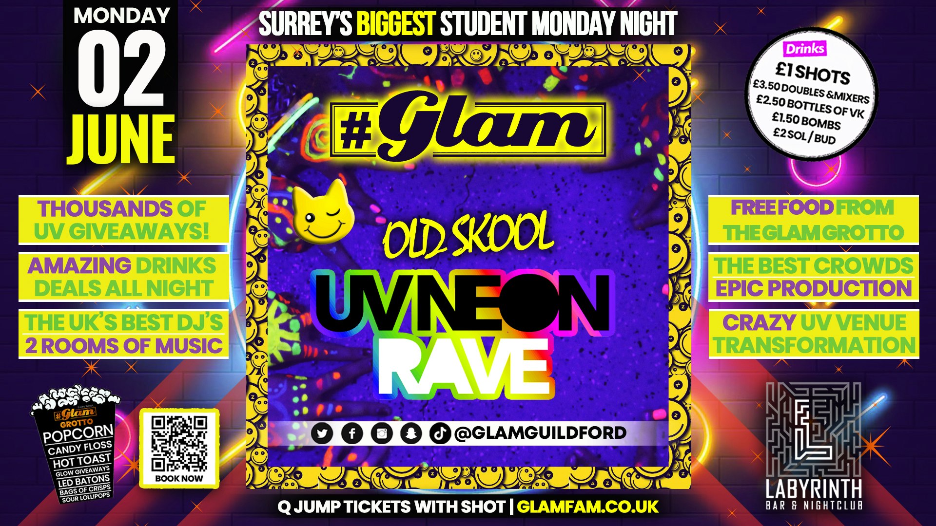 Glam –  ⭐ OLD SKOOL UV RAVE ⭐ | Mondays at Labs 😻