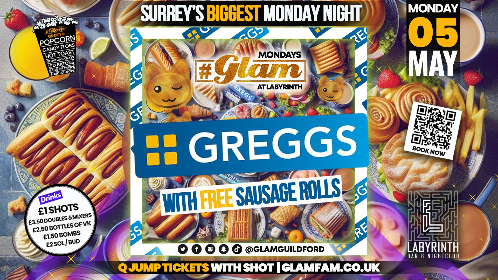 Glam – 🥐 GREGGS PARTY 🥐 | Mondays at Labs 😻