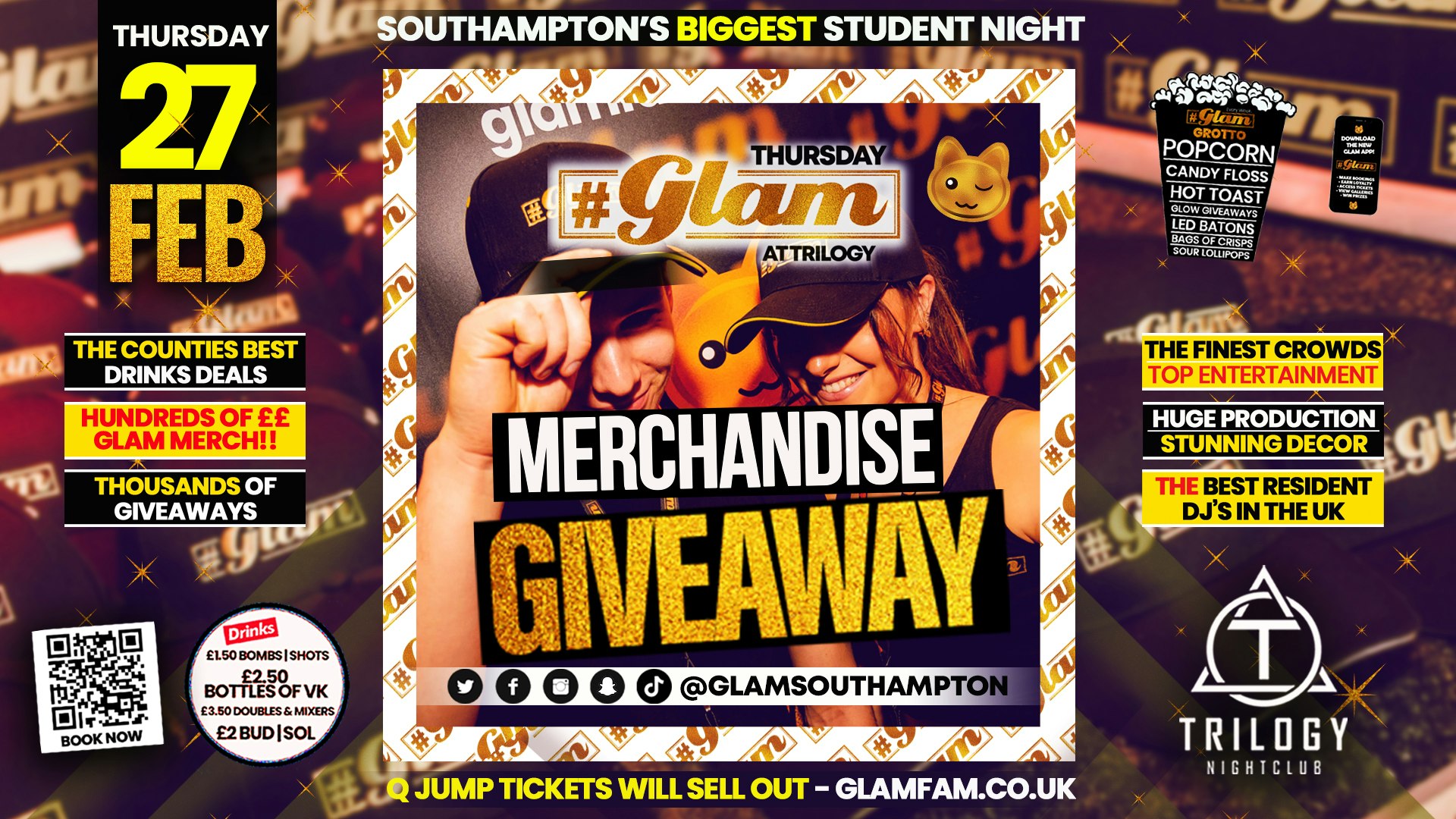 Glam Thursdays | Merchandise Giveaway 👚🧢 | Southampton’s Biggest Student Night 😻