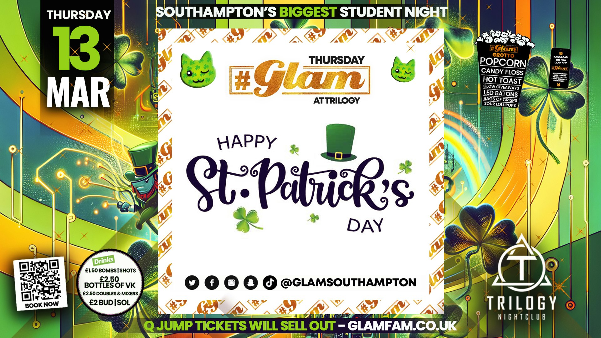 Glam Thursdays | 🍀ST PATRICKS DAY TAKEOVER🍀Southampton’s Biggest Student Night 😻