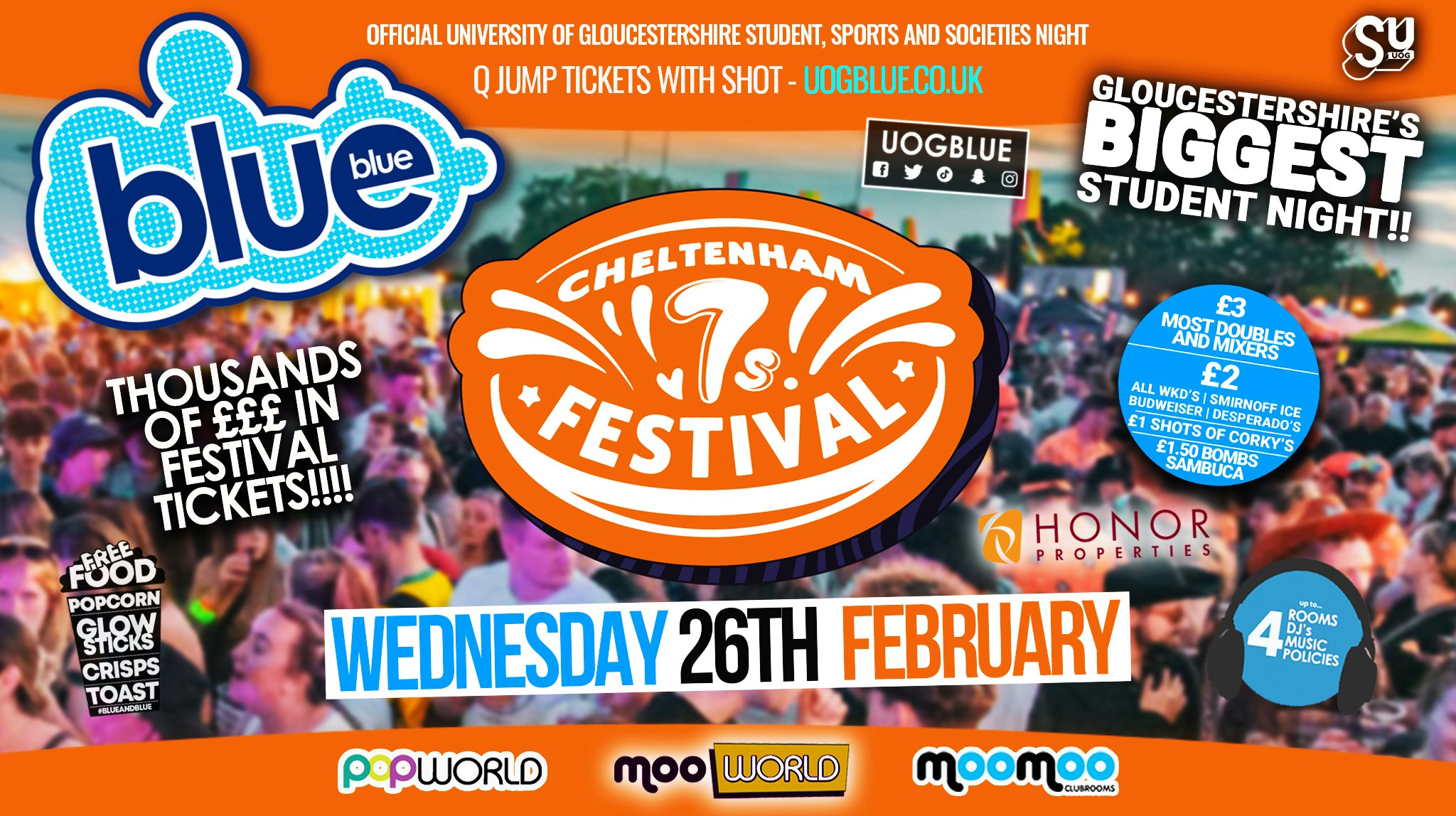 Blue and Blue Wednesdays 🏉 CHELTENHAM 7’s TAKEOVER 🏉 Gloucestershire’s Biggest Student Night 💙