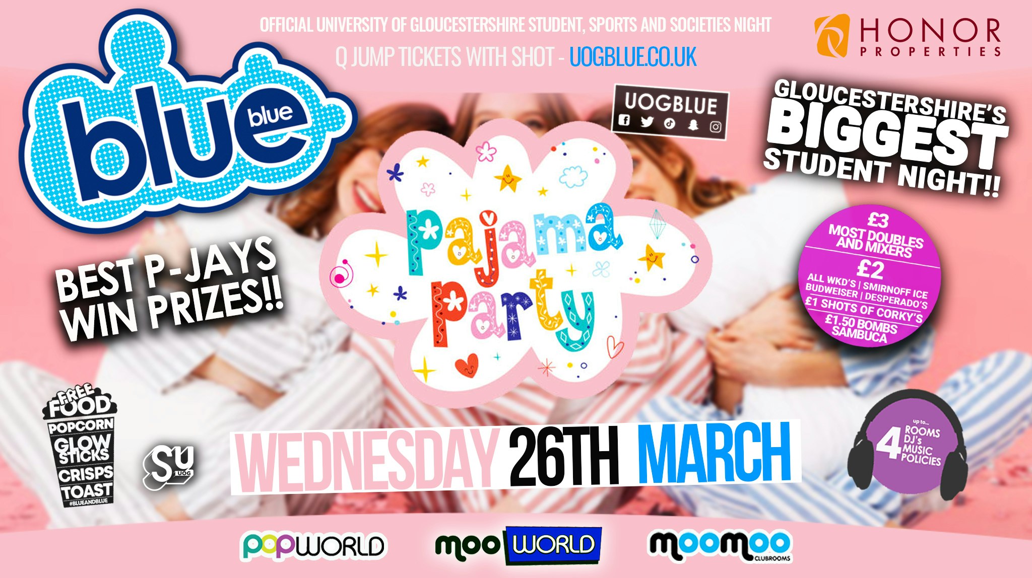 Blue and Blue Wednesdays | PYJAMA PARTY!! 🛏️ Gloucestershire’s Biggest Student Night 💙