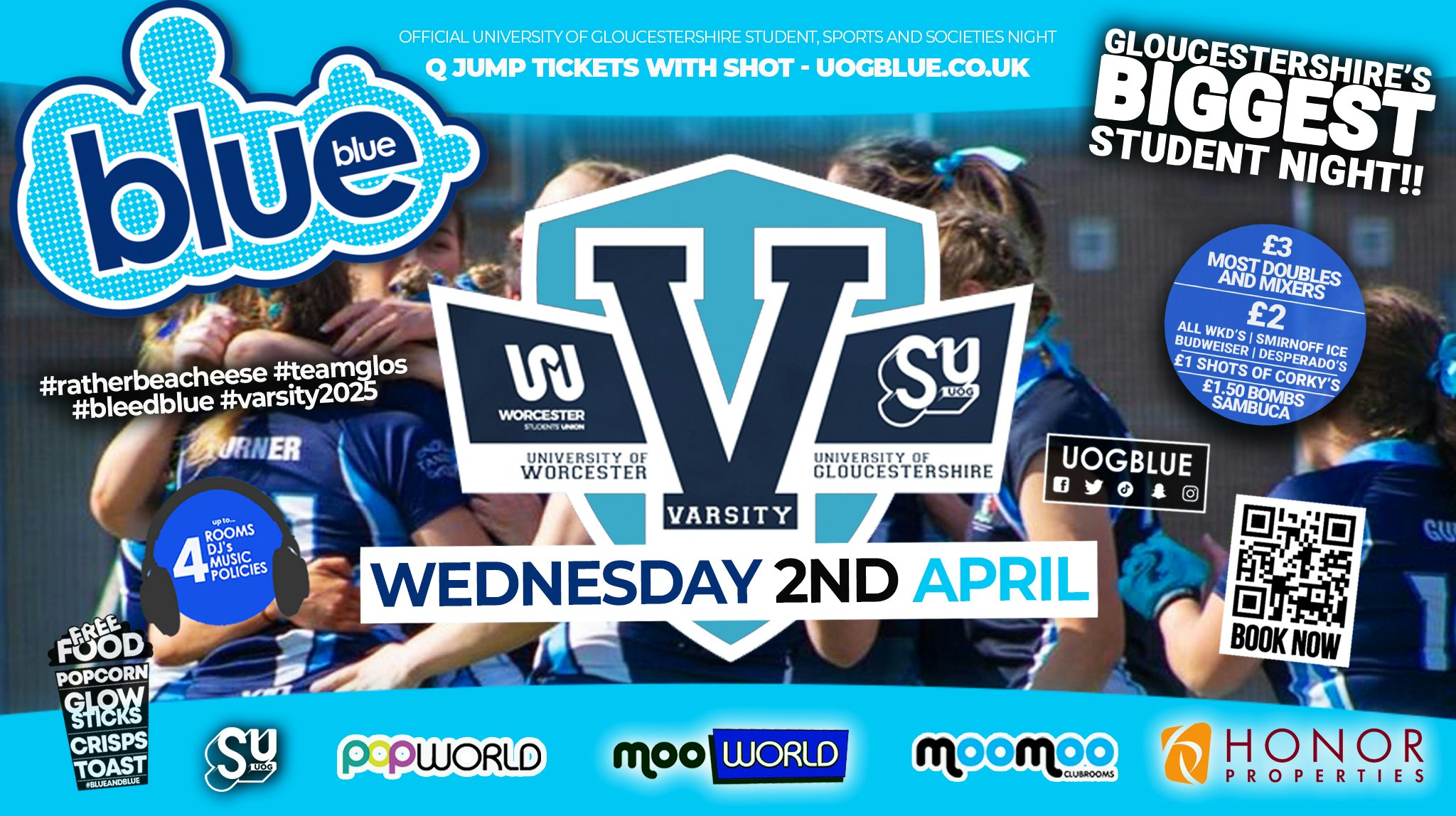 Blue and Blue Wednesdays | 🏉🏈🎾 OFFICIAL VARSITY! 🏏🏑🏓🏐 Gloucestershire’s Biggest Student Night 💙