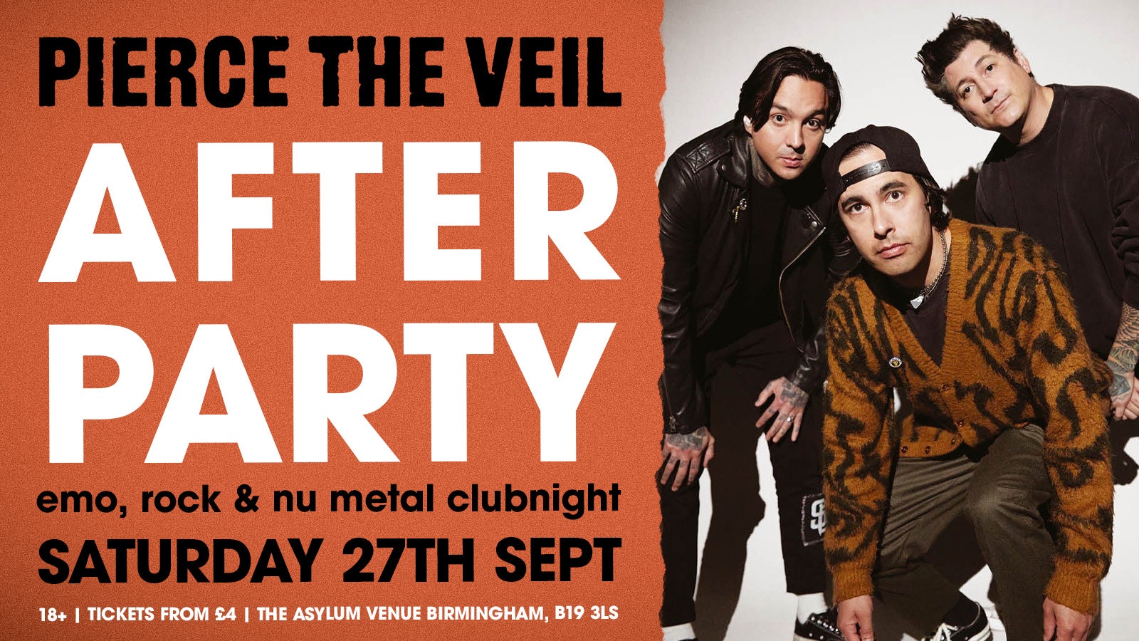 Pierce The Veil Birmingham After Party: Emo, Rock, Scene & ﻿Nu Metal Clubnight