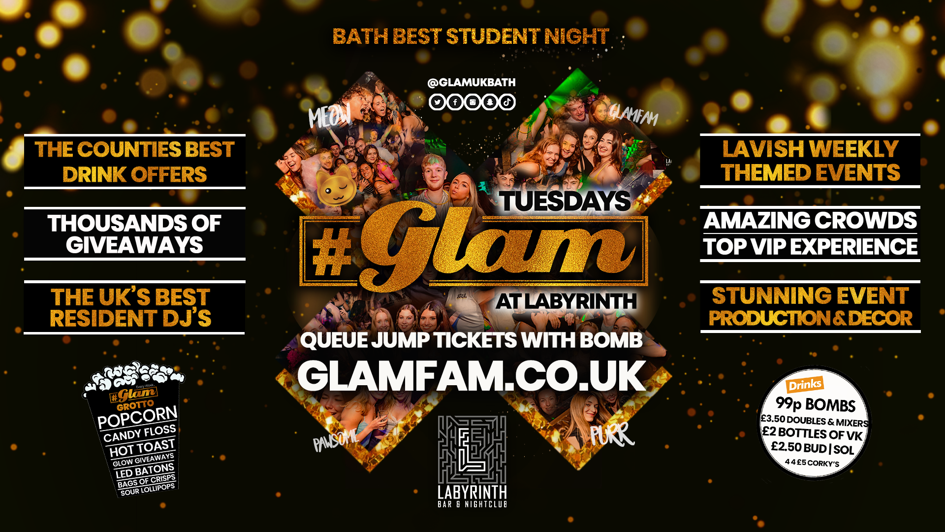 Glam – Bath’s Wildest Student Night | Tuesdays at Labs 😻