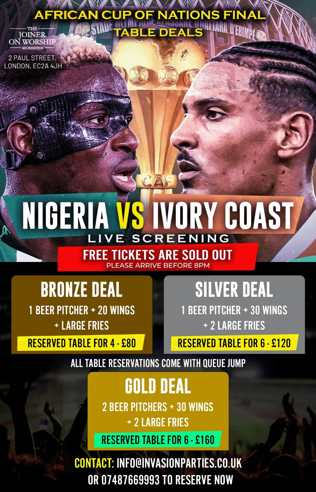 AFCON FINAL – Live Screening NIGERIA Vs IVORY COAST – London