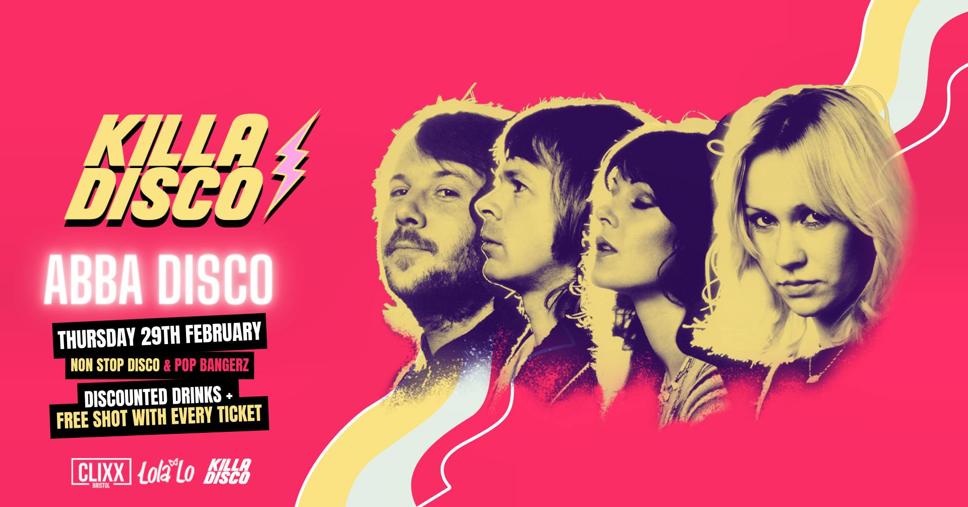 KILLA DISCO ⚡ ABBA DISCO – Killa Tunes + Killa Drinks / Free shot with every ticket 😋