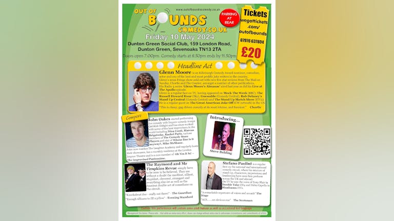 Out of Bounds Comedy Club Sevenoaks with The Raymond & Mr Timpkins Revue, Glenn Moore + more