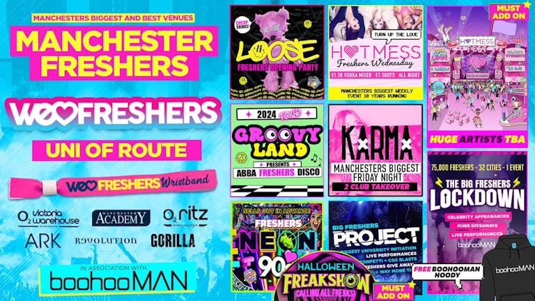 WE LOVE MANCHESTER FRESHERS ULTIMATE WRISTBAND!!! In Association with BoohooMAN! (The Uni of Route) 