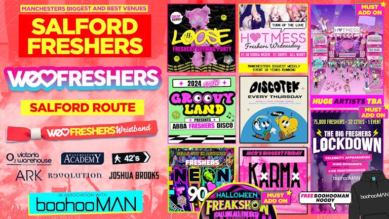  WE LOVE SALFORD FRESHERS ULTIMATE WRISTBAND! 🎉 ☮️  In Association with BoohooMAN! - (The Salford Route)!! 🏆 LIMITED AVAILABILITY! 