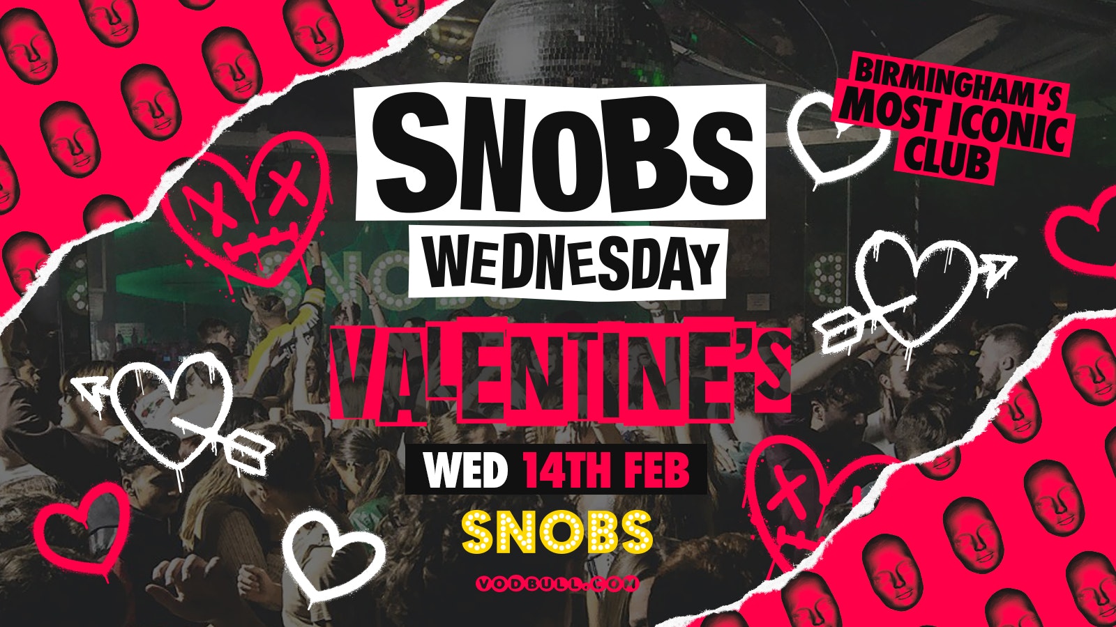 Snobs Wednesday Valentine’s [TONIGHT] ❤️ 14th Feb❤️ Two Rooms of Music + the Games room!!